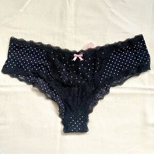 🌸 Victoria’s Secret Vintage Lace Polka Dot Cheeky Panty Rhinestone